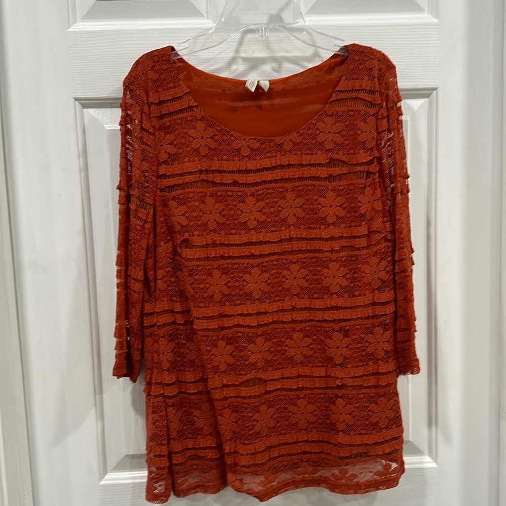 Woman’s quarter length top. See through sleves,